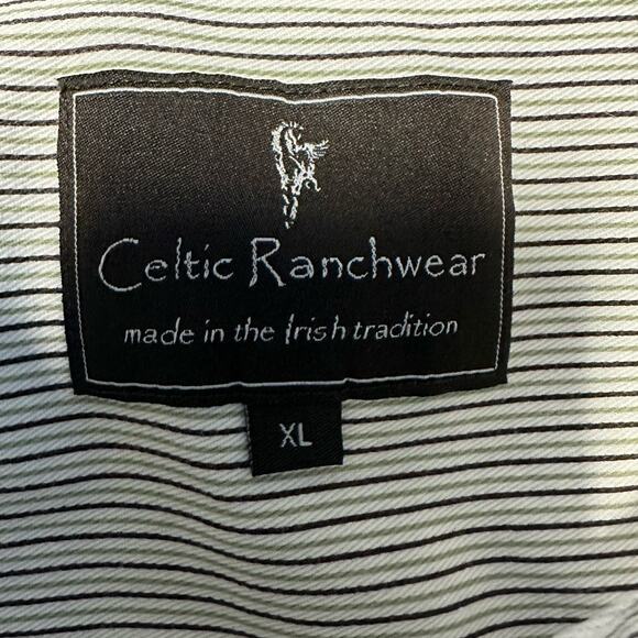 Weston Trading Celtic Ranchwear Irish Tradition Stripe Shirt Size XL Collarless - Picture 3 of 7